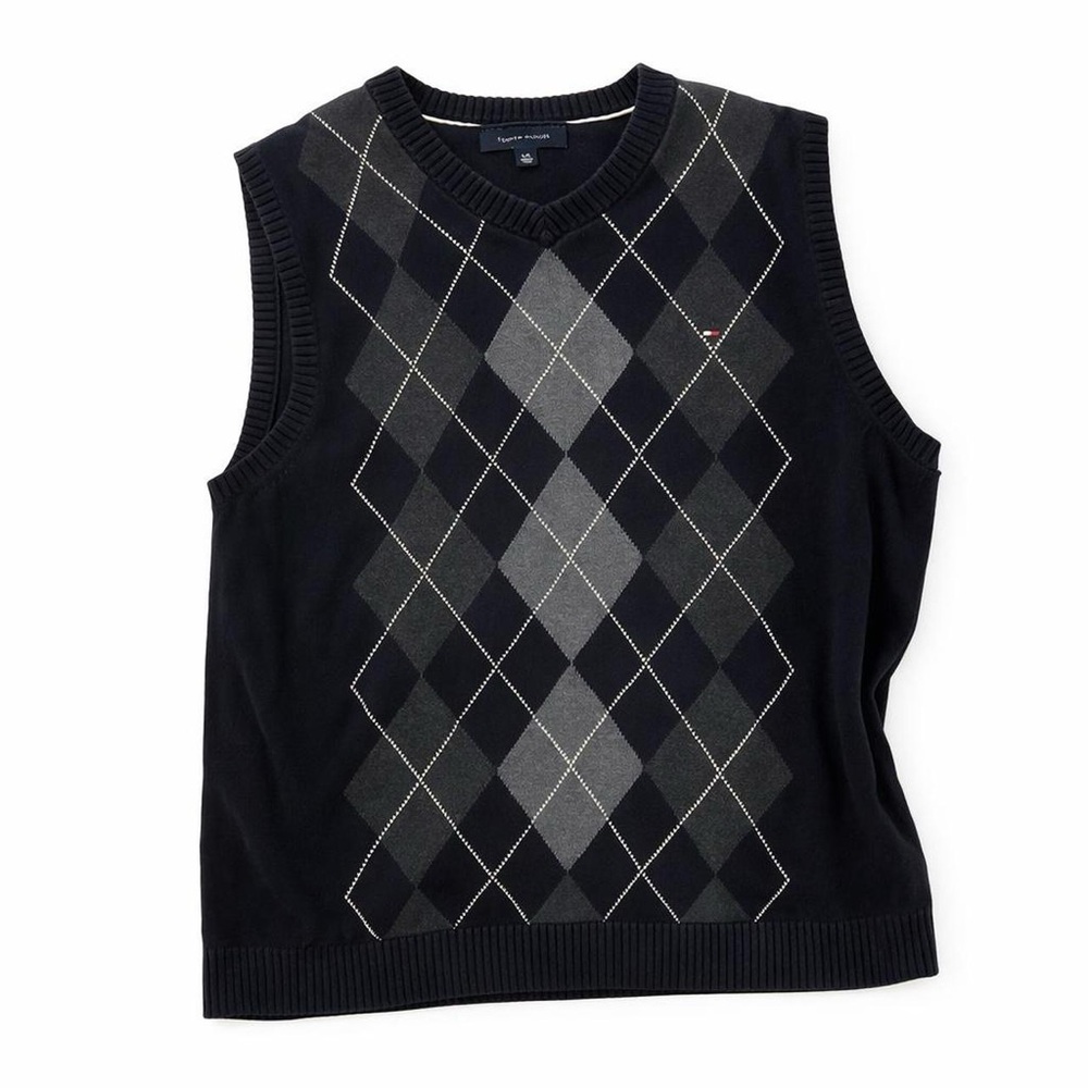 Tommy Hilfiger Black Argyle Sweater Vest